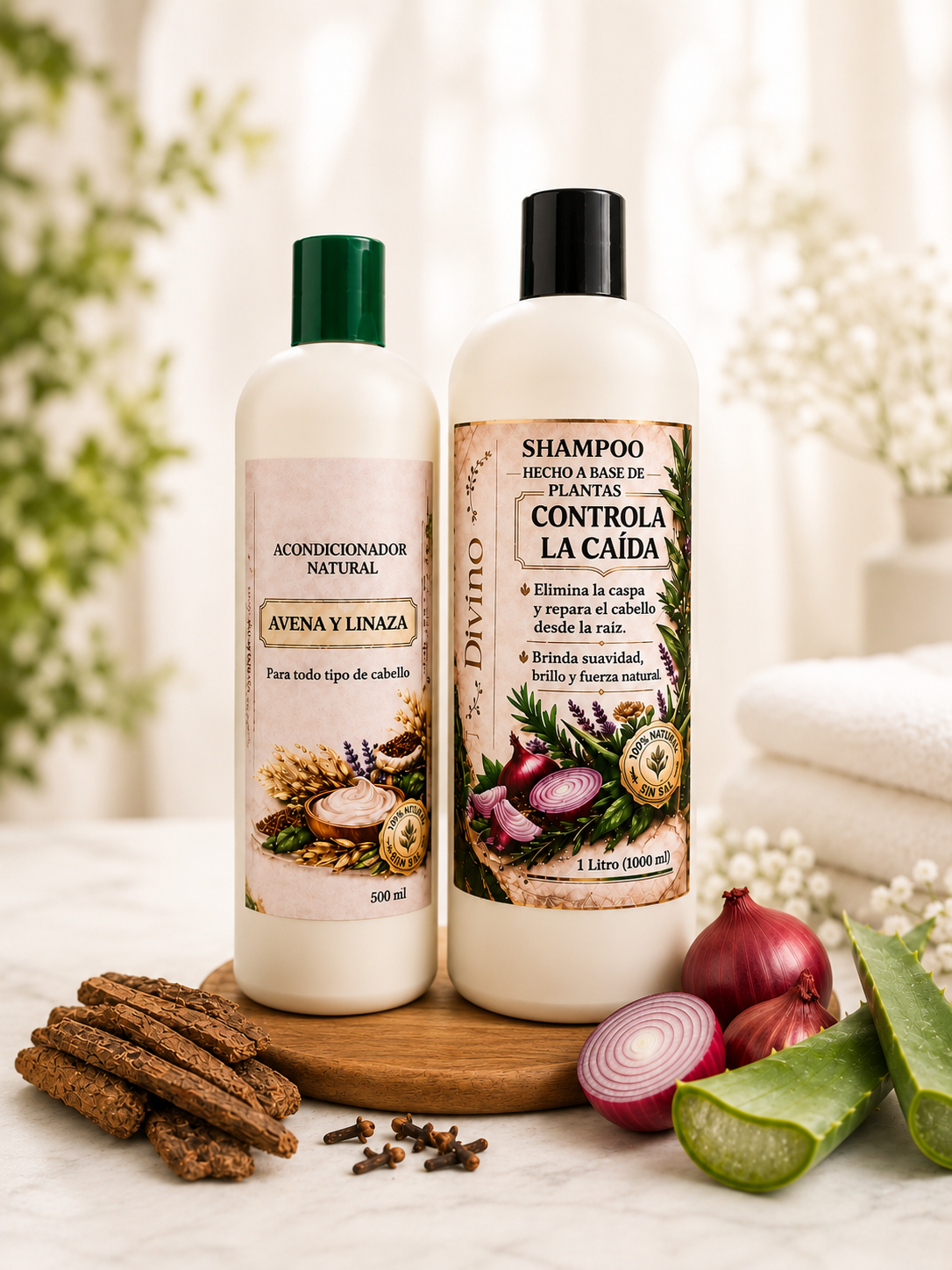 Dúo Capilar Divino — Shampoo 1L + Acondicionador 500ml